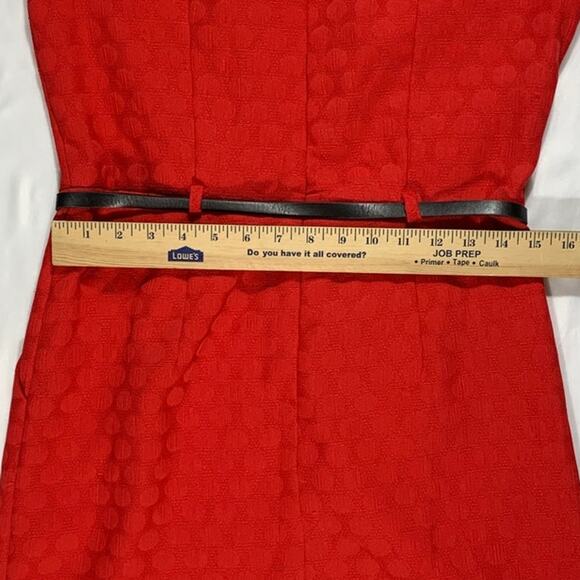 Shift Dress Crimson Red Polka Dot Belted Pockets Shelby & Palmer Midi Size 8 NWT - Picture 3 of 12
